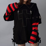 十字架スタッズストライプワンピース