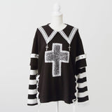 十字架スタッズストライプワンピース