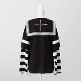 十字架スタッズストライプワンピース