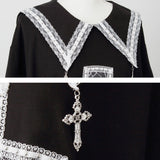 十字架スタッズストライプワンピース