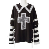 十字架スタッズストライプワンピース