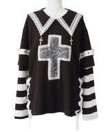 十字架スタッズストライプワンピース