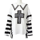 十字架スタッズストライプワンピース