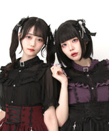 チョーカー風クロスレースブラウス