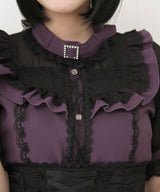 チョーカー風クロスレースブラウス