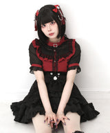 チョーカー風クロスレースブラウス