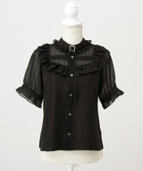 チョーカー風クロスレースブラウス