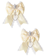 ときめき王冠ビジューレースリボン2個セットヘアクリップ