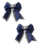 ときめき王冠ビジューレースリボン2個セットヘアクリップ