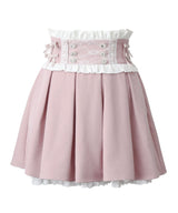 【新春セール】リボンレースタックプリーツスカート