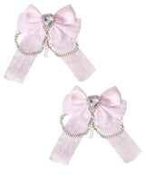 3wayハートビジューチェーン2個セットヘアクリップ