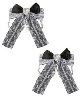 3wayハートビジューチェーン2個セットヘアクリップ