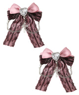 3wayハートビジューチェーン2個セットヘアクリップ