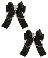 3wayハートビジューチェーン2個セットヘアクリップ