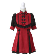 チャイナ風ヨークレースフリルジャガードワンピース