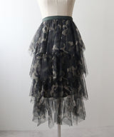 チェック柄・迷彩柄・レオパード柄チュールイレヘムスカート