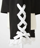 ワンショルダーハートレースフリルTシャツ