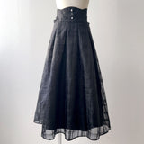 バックリボンハイウエストフレアスカート