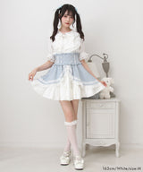 丸襟フリルヨークレースリボンブラウス