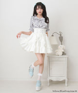 丸襟フリルヨークレースリボンブラウス