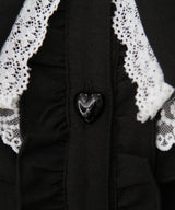 丸襟フリルヨークレースリボンブラウス