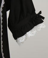 丸襟フリルヨークレースリボンブラウス