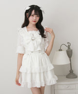 シアーギンガムフリルサス付きスカート