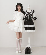 シアーギンガムフリルサス付きスカート