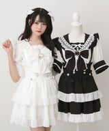 シアーギンガムフリルサス付きスカート