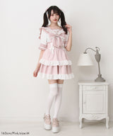 シアーギンガムフリルサス付きスカート