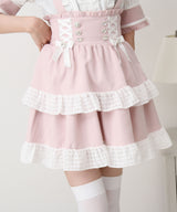 シアーギンガムフリルサス付きスカート