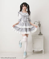 シアーギンガムフリルサス付きスカート