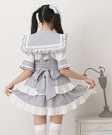 シアーギンガムフリルサス付きスカート