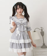 シアーギンガムフリルサス付きスカート