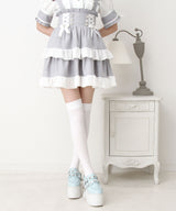 シアーギンガムフリルサス付きスカート