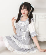 シアーギンガムフリルサス付きスカート