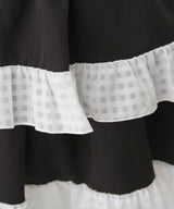 シアーギンガムフリルサス付きスカート