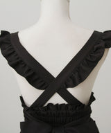 シアーギンガムフリルサス付きスカート