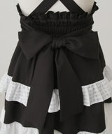 シアーギンガムフリルサス付きスカート