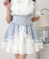 カシュクールフリルはしごレーススカート