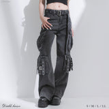 ポケット付ルーズデニムパンツ