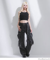 ポケット付ルーズデニムパンツ