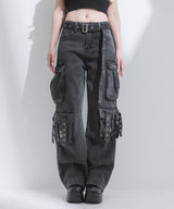 ポケット付ルーズデニムパンツ