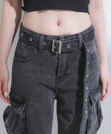 ポケット付ルーズデニムパンツ