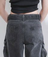 ポケット付ルーズデニムパンツ