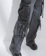 ポケット付ルーズデニムパンツ