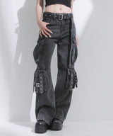 ポケット付ルーズデニムパンツ