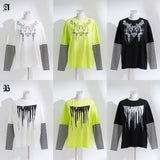 ロゴボーダー長袖レイヤードカットソー