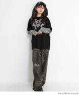 ロゴボーダー長袖レイヤードカットソー