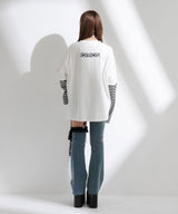 ロゴボーダー長袖レイヤードカットソー